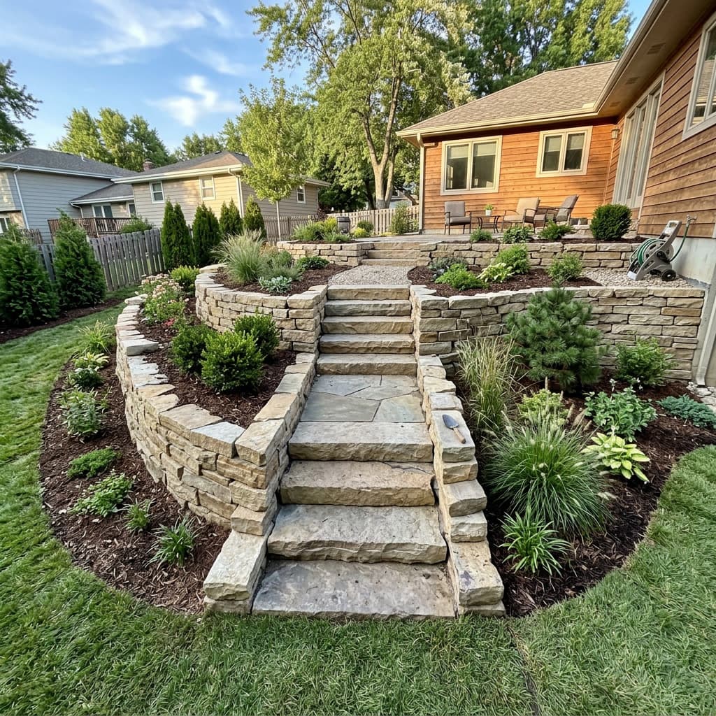 retaining wall & steps
